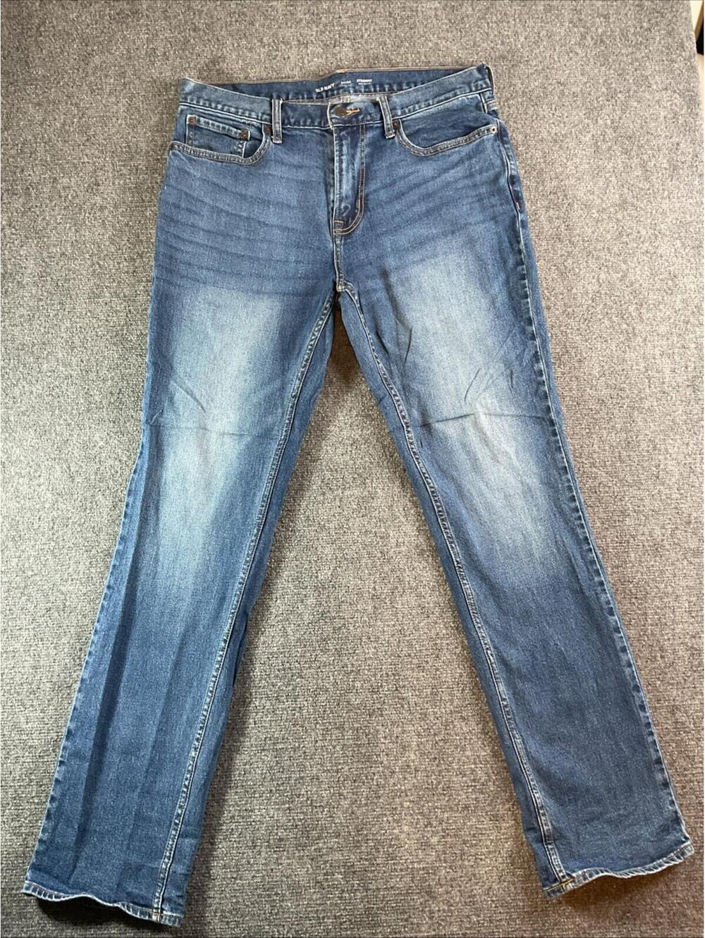 Old Navy Straight Jeans Mens 34x34 Blue Fade Built-In Flex Y2K